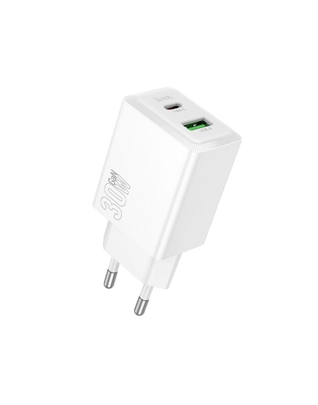 Įkroviklis Hoco N71 30W GaN USB-C/USB-A baltas