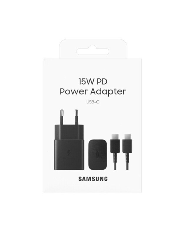 Įkroviklis Samsung EP-T1510XBEGEU 15W + kabelis Type-C 1m juodas