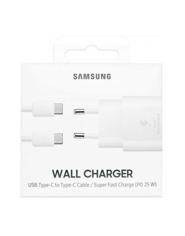 Įkroviklis Samsung EP-TA800XWEGWW 25W + Type-C kabelis 25W baltas