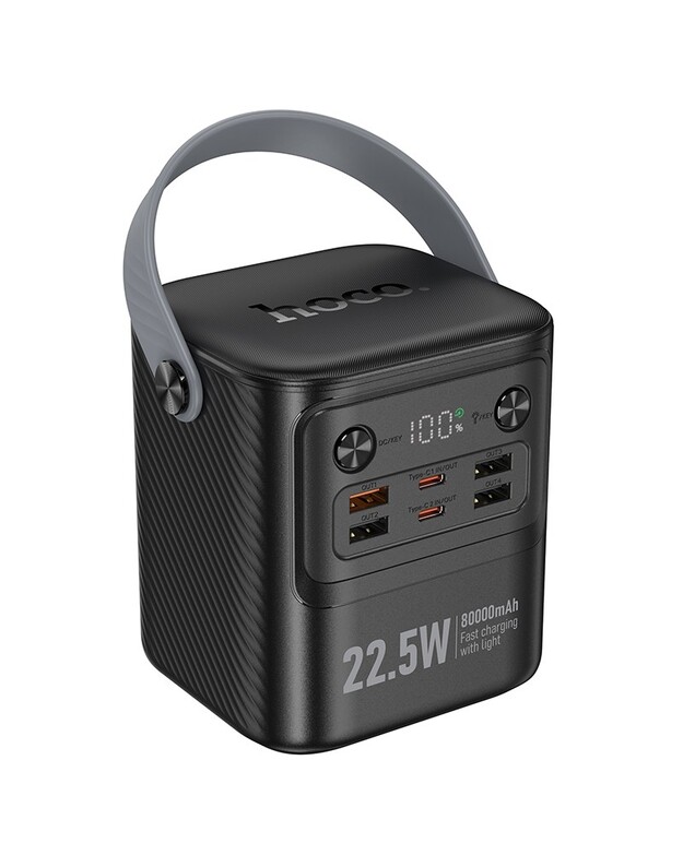 Išorinė baterija Power Bank Hoco J152 22.5W+PD20W 80000mAh juoda