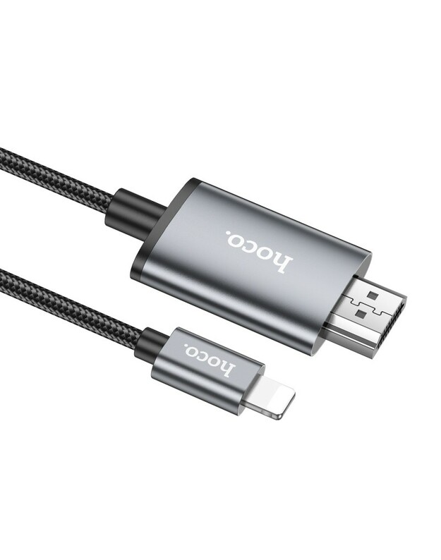 Kabelis Hoco UA27 Lightning to HDMI 2.0m pilkas