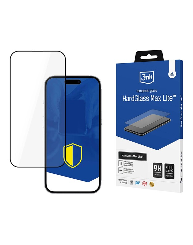 LCD apsauginis stikliukas 3mk Hard Glass Max Lite Apple iPhone 16e juodas
