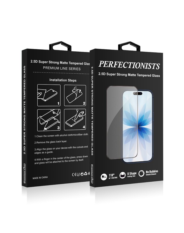 LCD apsauginis stikliukas Perfectionists 2.5D Super Strong Matte Tempered Glass Apple iPhone 16 Pro Max juodas