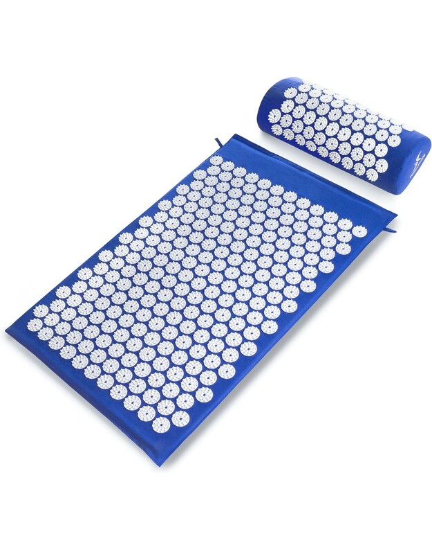Masažinis akupresūros kilimėlis su pagalvėle MM-001 mėlynas