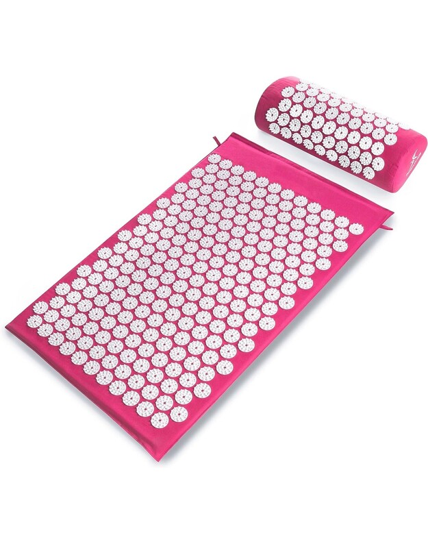 Masažinis akupresūros kilimėlis su pagalvėle MM-001 rožinis