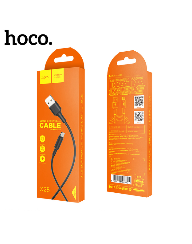 USB kabelis Hoco X25 microUSB 1.0m juodas