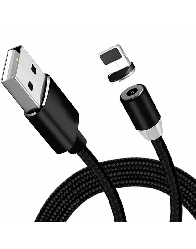 USB kabelis Magnetic microUSB magnetinis 1.0m juodas