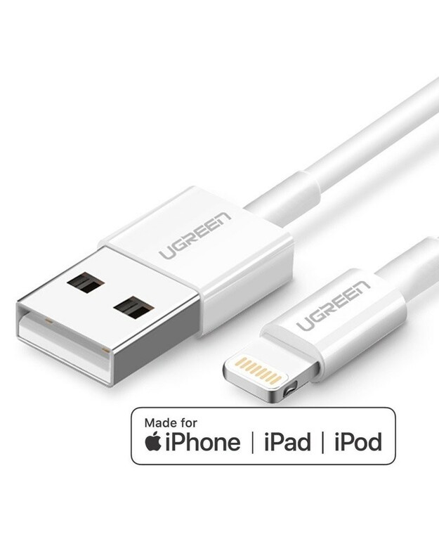 USB kabelis Ugreen US155 MFi USB to Lightning 2.4A 1.0m baltas