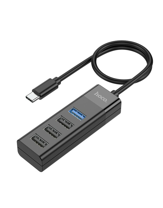 USB šakotuvas Hoco HB25 Easy mix 4-in-1 converter Type-C to 1xUSB3.0+3xUSB2.0 juodas