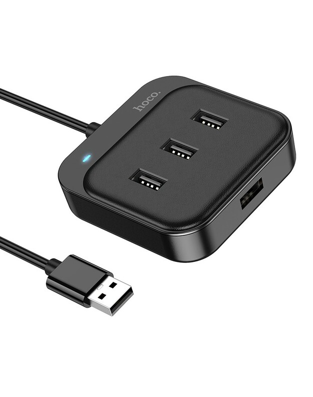 USB šakotuvas Hoco HB31 Easy 4-in-1 converter USB to 4xUSB2.0 1.2m juodas