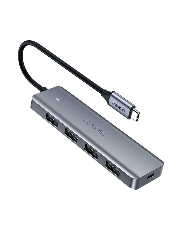 USB šakotuvas Ugreen CM219 USB-C to 4xUSB-A (USB-C Power Supply) pilkas