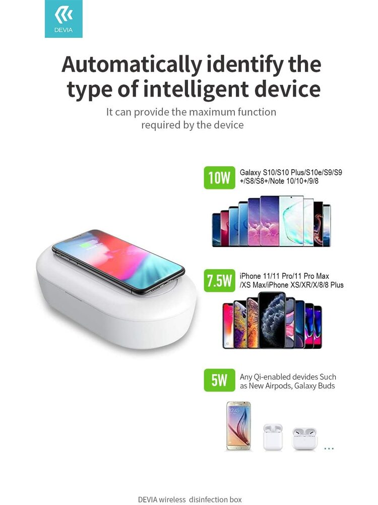 Devia Wireless Charging Disinfection box white