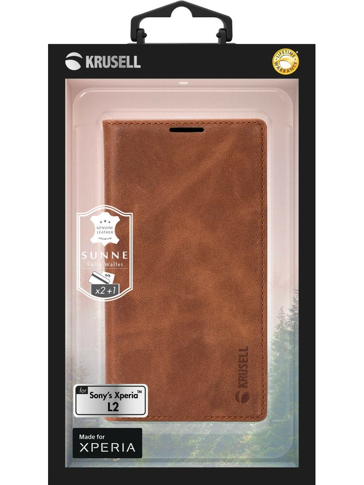 Krusell Sunne 2 Card Foliowallet Sony Xperia L2 vintage cognac