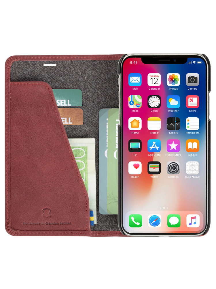 Krusell Sunne 4 Card FolioWallet Apple iPhone XS Max vintage red