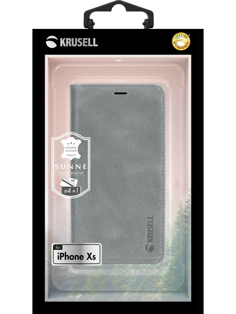 Krusell Sunne 4 Card FolioWallet Apple iPhone XS vintage grey