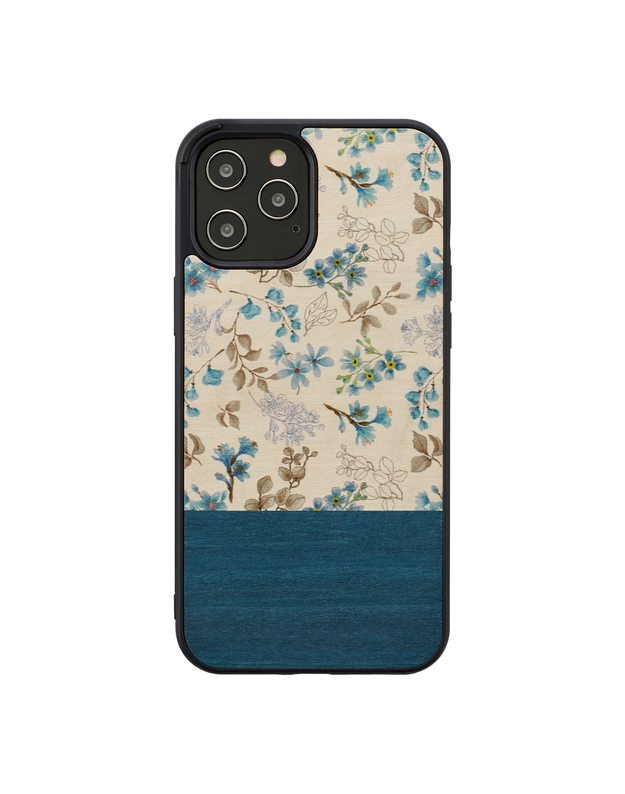 MAN&WOOD case for iPhone 12/12 Pro blue flower black