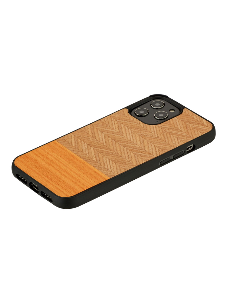 MAN&WOOD case for iPhone 12/12 Pro herringbone arancia black