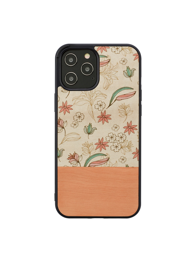 MAN&WOOD case for iPhone 12/12 Pro pink flower black