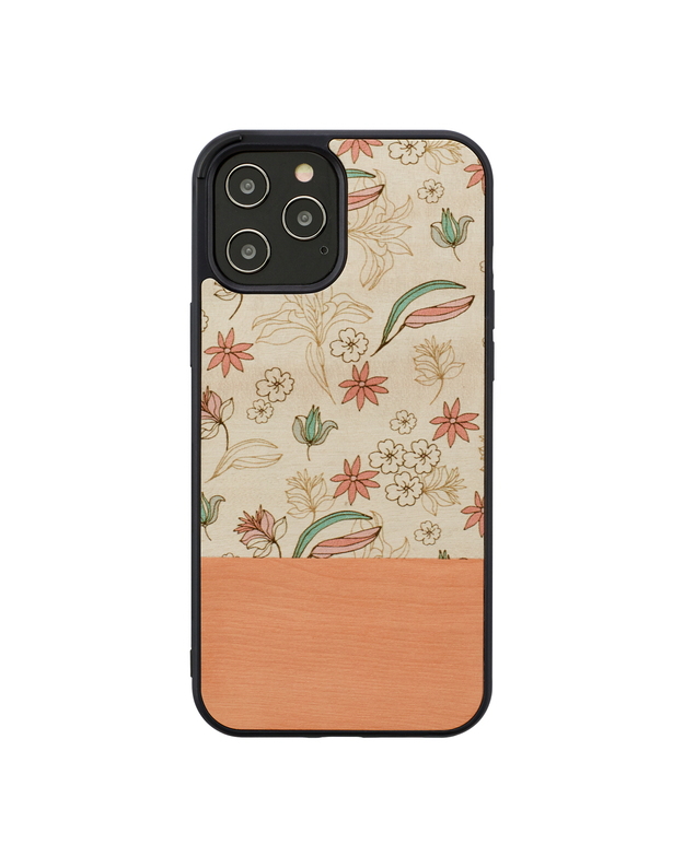 MAN&WOOD case for iPhone 12/12 Pro pink flower black