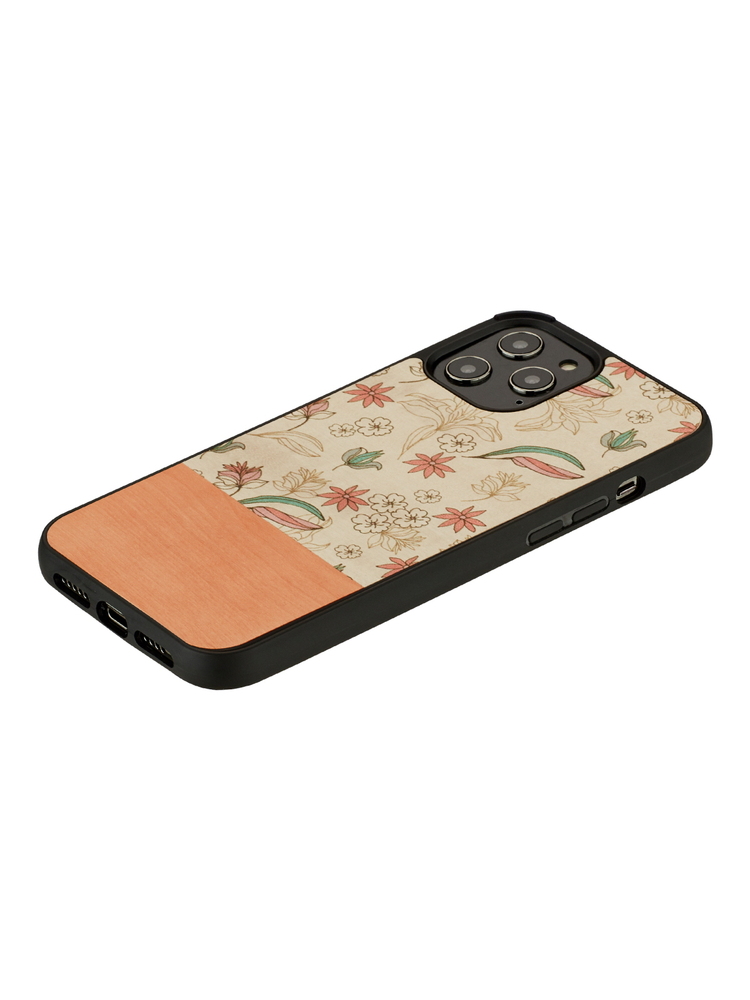 MAN&WOOD case for iPhone 12/12 Pro pink flower black