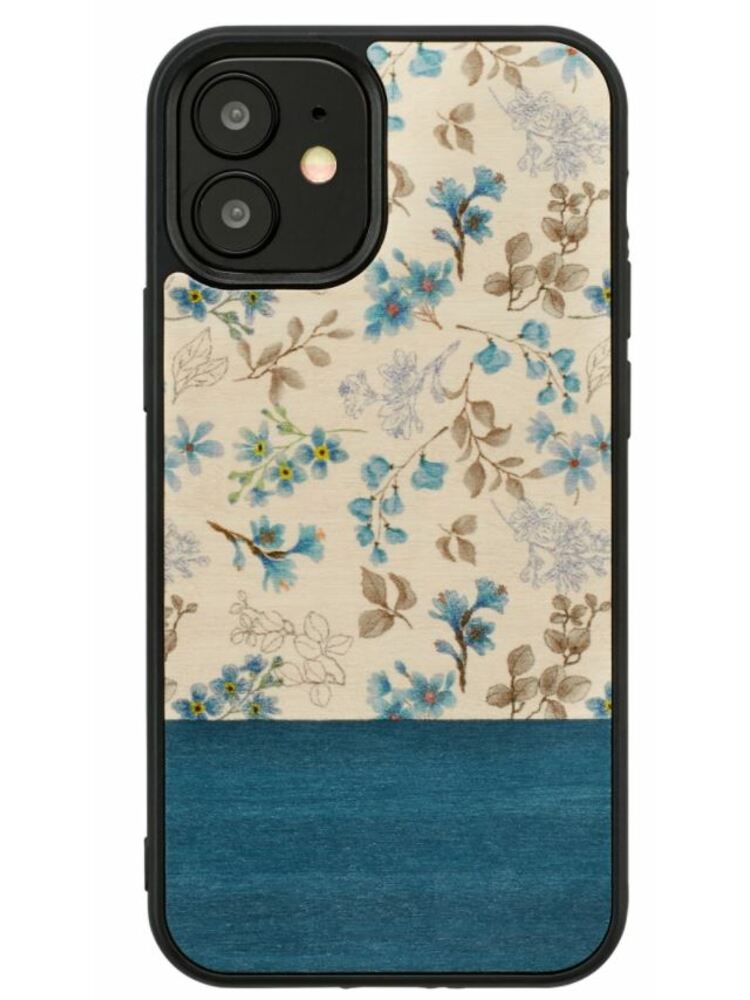 MAN&WOOD case for iPhone 12 mini blue flower black