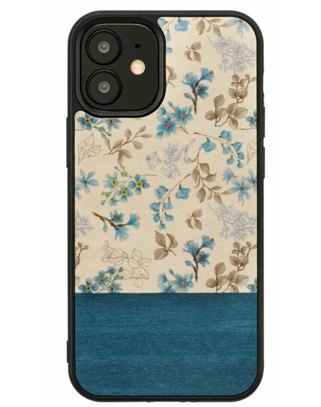 MAN&WOOD case for iPhone 12 mini blue flower black
