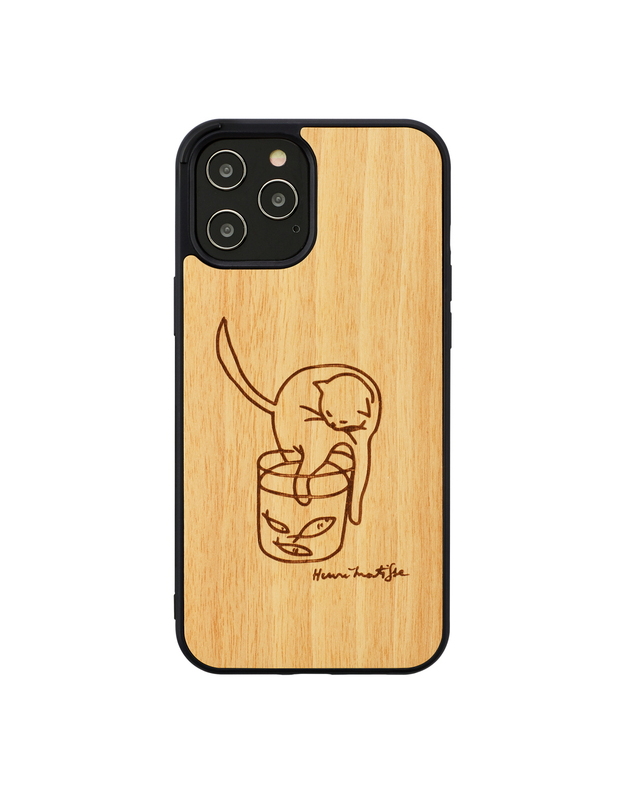 MAN&WOOD case for iPhone 12 Pro Max cat with red fish