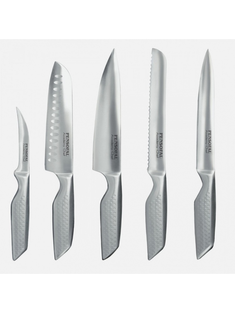 Pensofal Academy Chef Stainless Steel Block w/5 knives Chef/Pane/Multiuso/Santoku/Spelucchino 1108