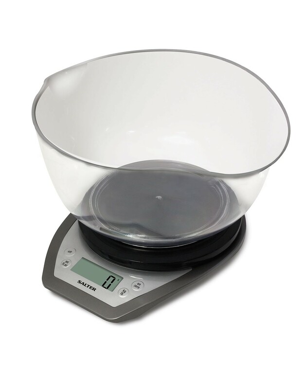 Salter 1024 SVDR14 Electronic Kitchen Scales with Dual Pour Mixing Bowl silver