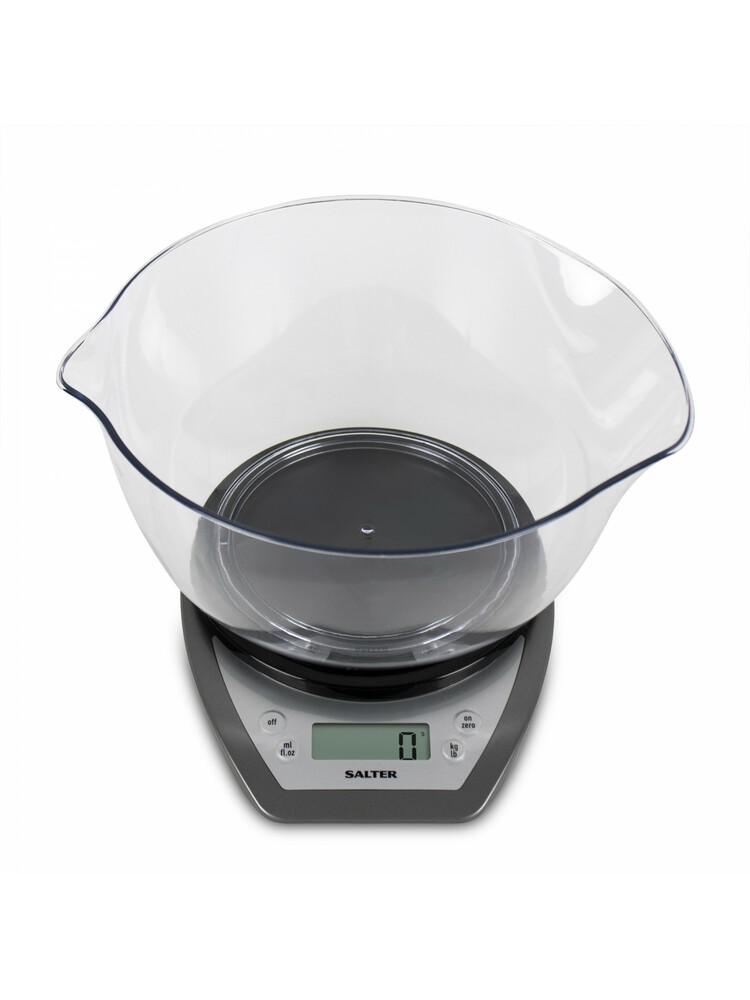 Salter 1024 SVDR14 Electronic Kitchen Scales with Dual Pour Mixing Bowl silver