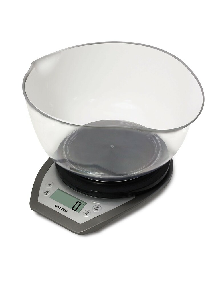 Salter 1024 SVDR14 Electronic Kitchen Scales with Dual Pour Mixing Bowl silver