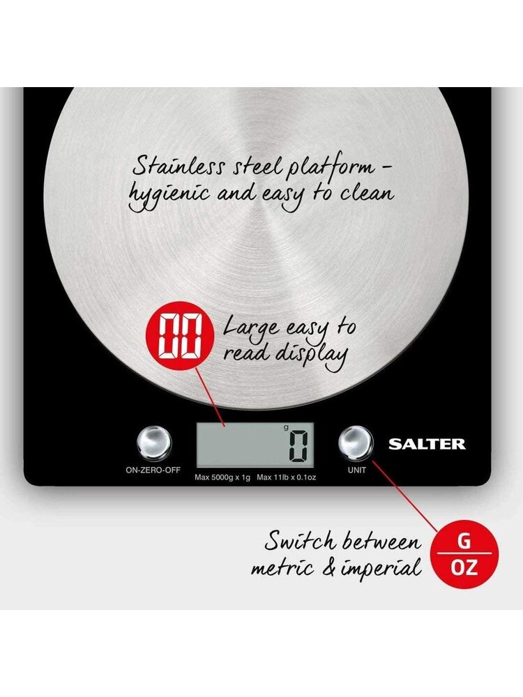 Salter 1036 BKSSDR Disc Electronic Digital Kitchen Scales Black