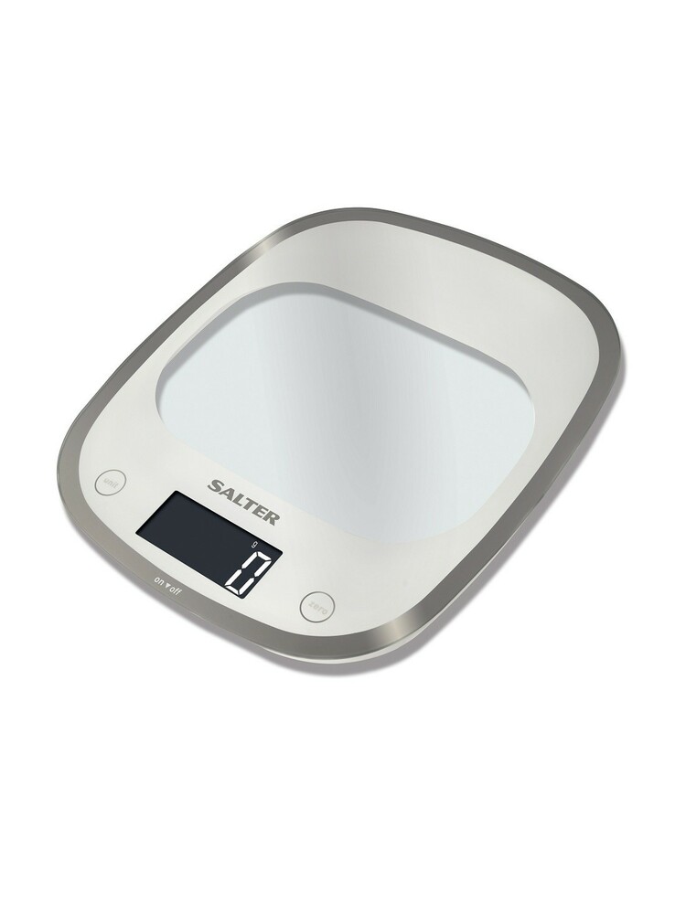 Salter 1050 WHDR White Curve Glass Electronic Digital Kitchen Scales