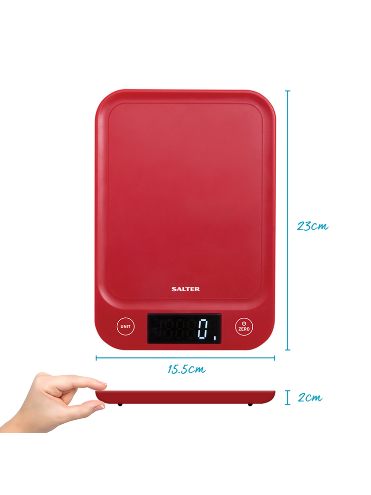 Salter 1067 RDDRA Digital Kitchen Scale, 5kg Capacity red