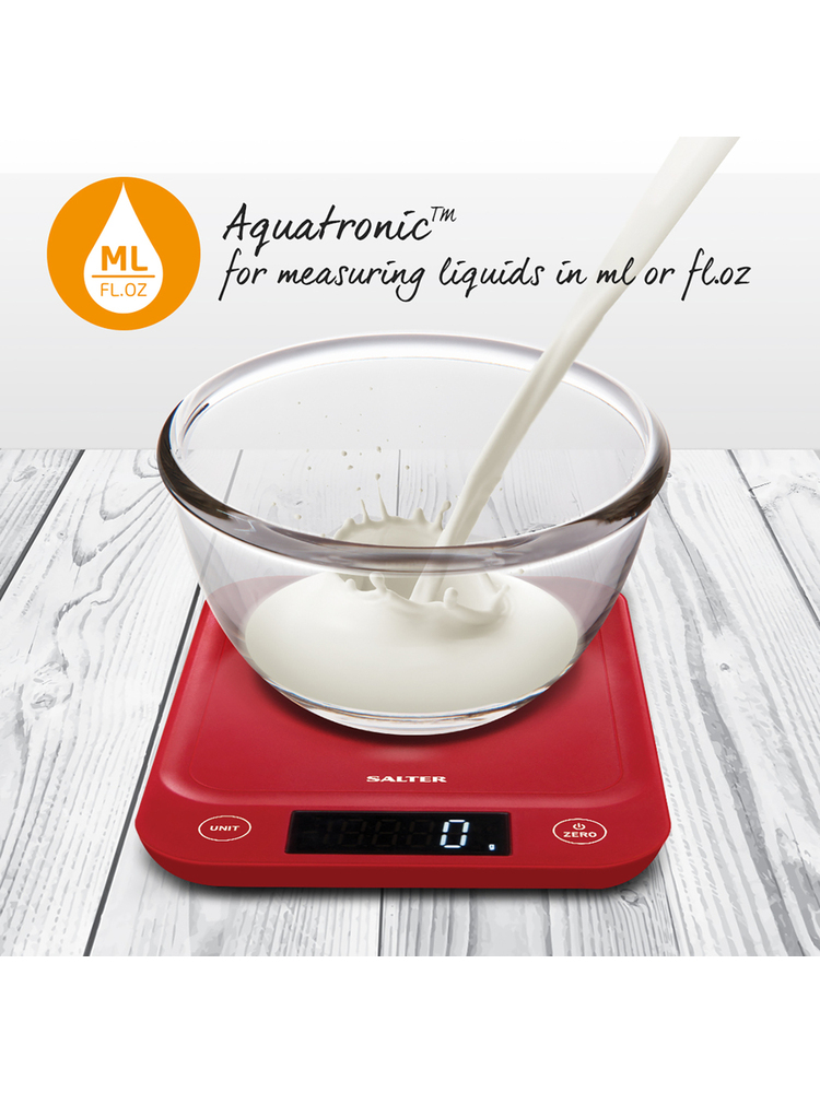 Salter 1067 RDDRA Digital Kitchen Scale, 5kg Capacity red