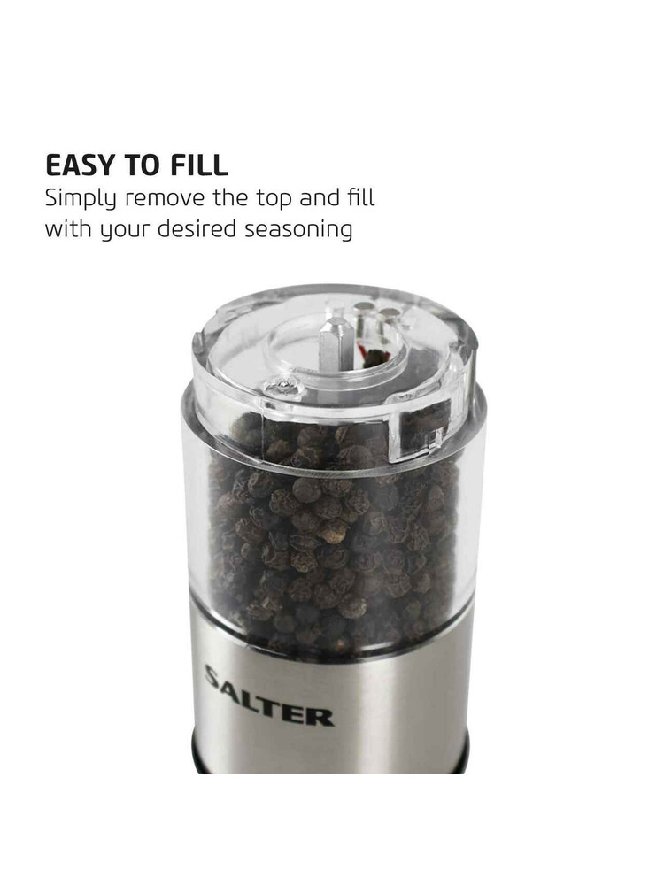 Salter 7722 SSTURA Stainless Steel Electronic Salt & Pepper Mill Set