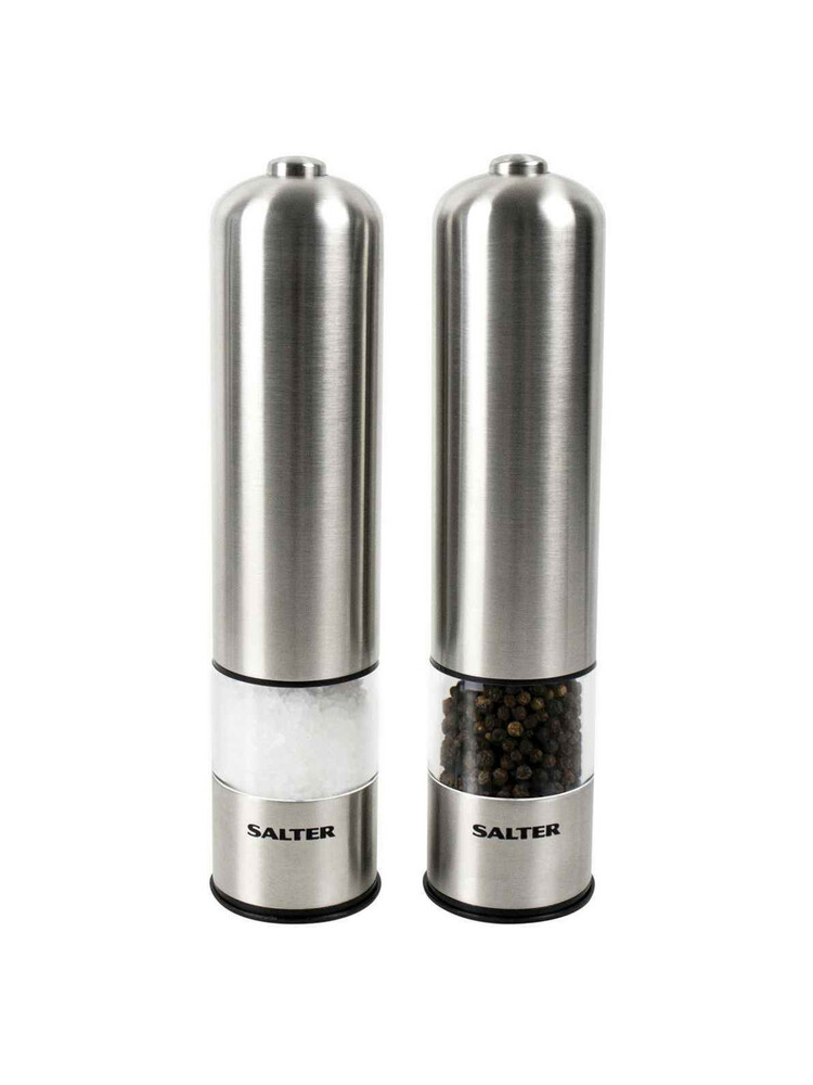 Salter 7722 SSTURA Stainless Steel Electronic Salt & Pepper Mill Set