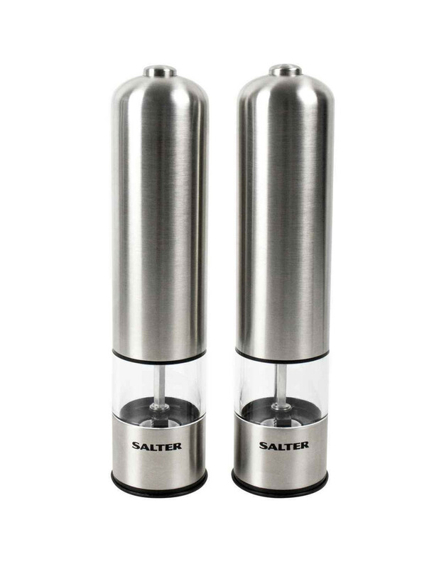 Salter 7722 SSTURA Stainless Steel Electronic Salt & Pepper Mill Set