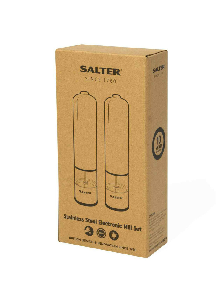 Salter 7722 SSTURA Stainless Steel Electronic Salt & Pepper Mill Set