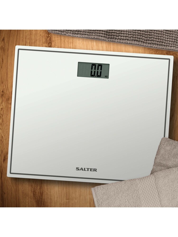 Salter 9207 WH3R Compact Glass Electronic Bathroom Scale - White