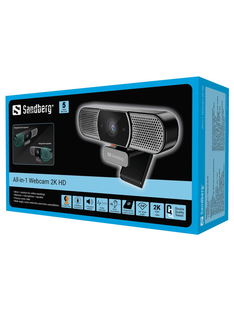 Sandberg 134-37 All-in-1 Webcam 2K HD
