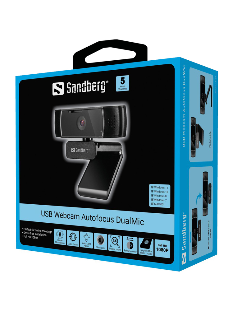 Sandberg 134-38 USB Webcam Autofocus DualMic