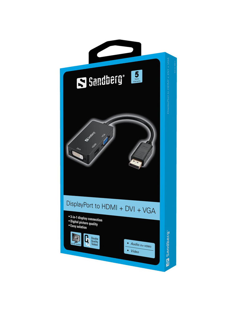 Sandberg 509-11 Adapter DP>HDMI+DVI+VGA