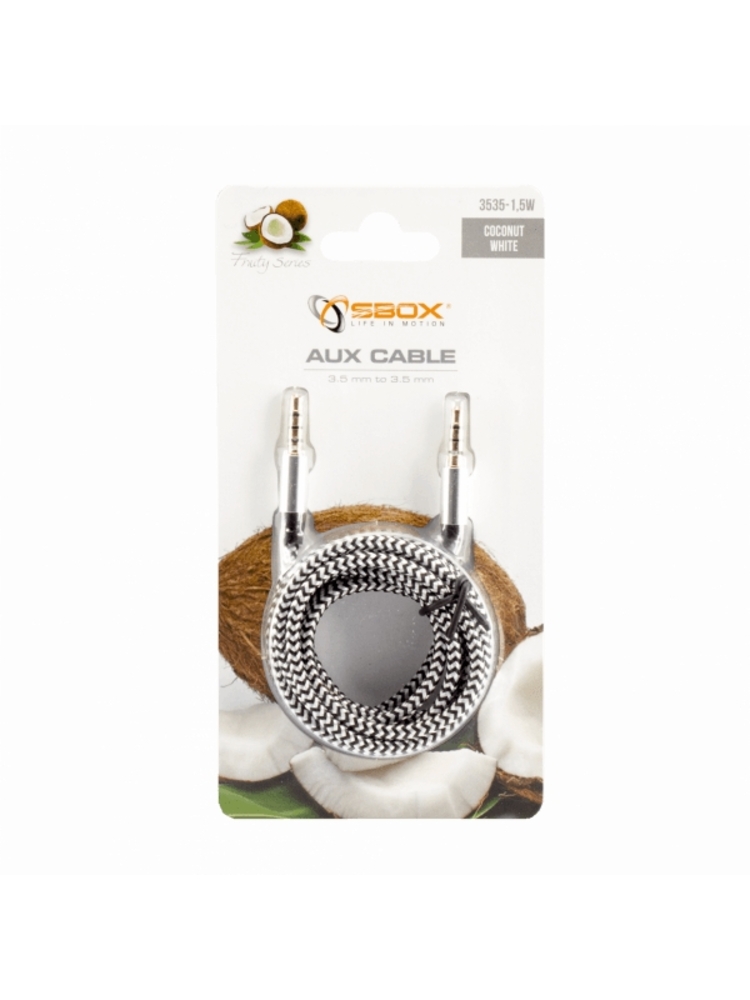Sbox 3535-1.5W AUX Cable 3.5mm to 3.5mm Coconut White