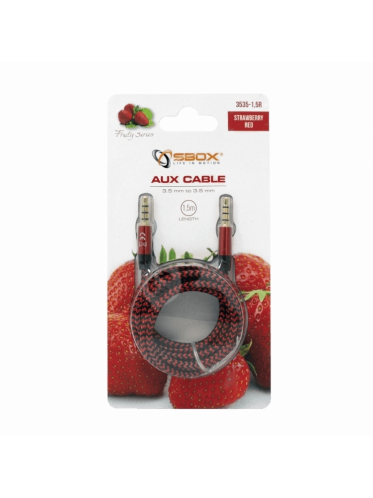 Sbox AUX Cable 3.5mm to 3.5mm Strawberry Red 3535-1.5R