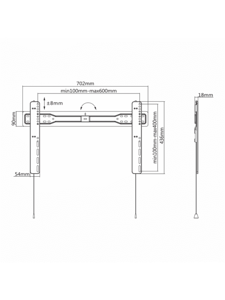 Sbox Fixed Flat Screen LED TV Mount 37"-70" 35kg PLB-5746F