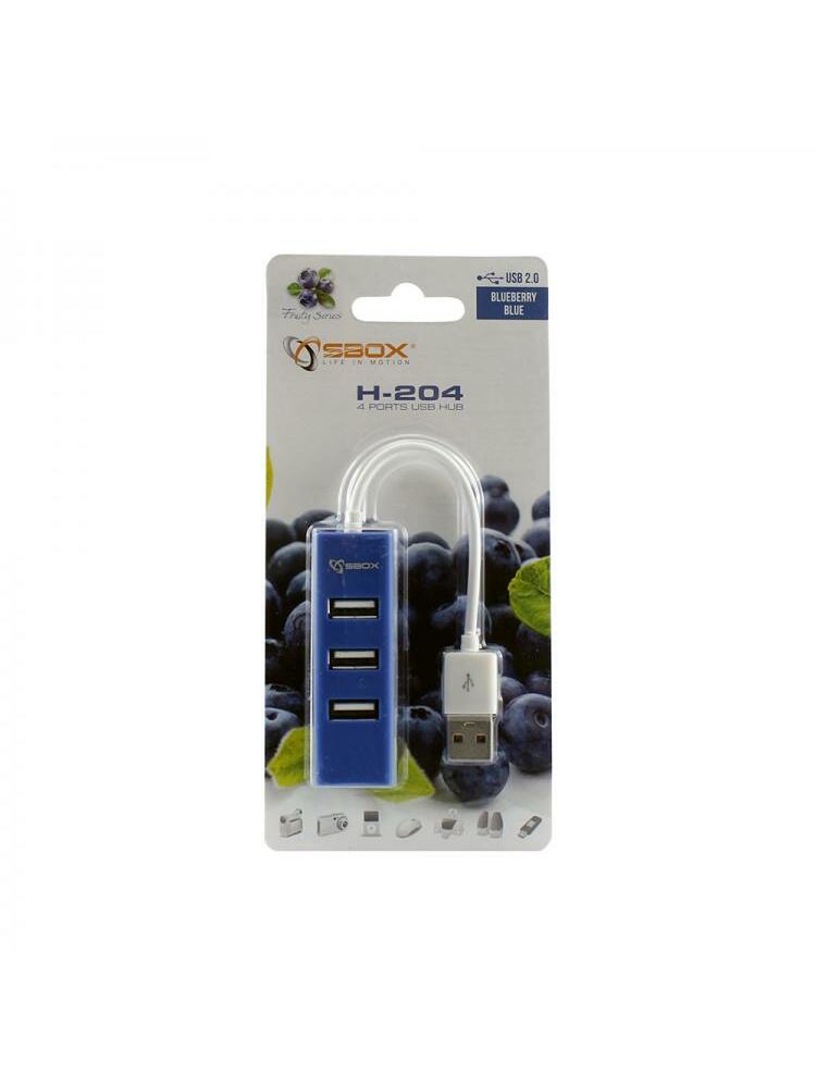 Sbox H-204 USB 4 Ports USB HUB Blueberry Blue