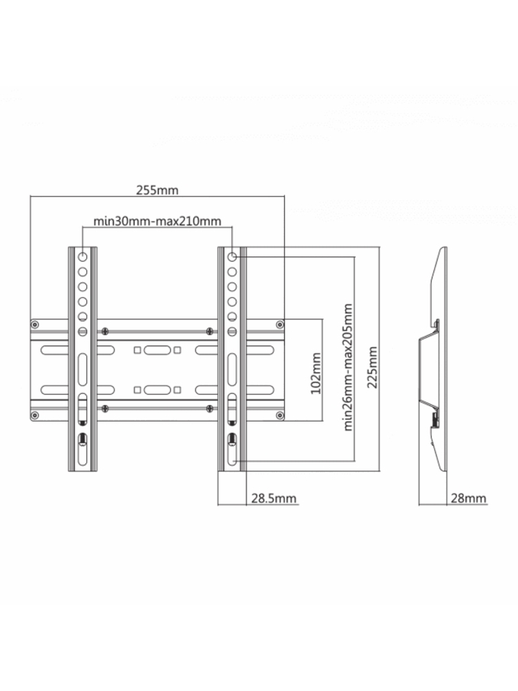 Sbox PLB-2522F Fixed Flat Screen LED TV Mount 23"-43" 35kg