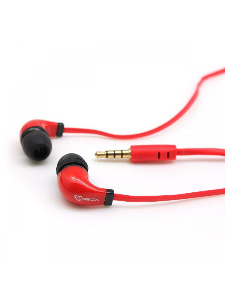 Sbox Stereo Earphones with Microphone EP-038 red