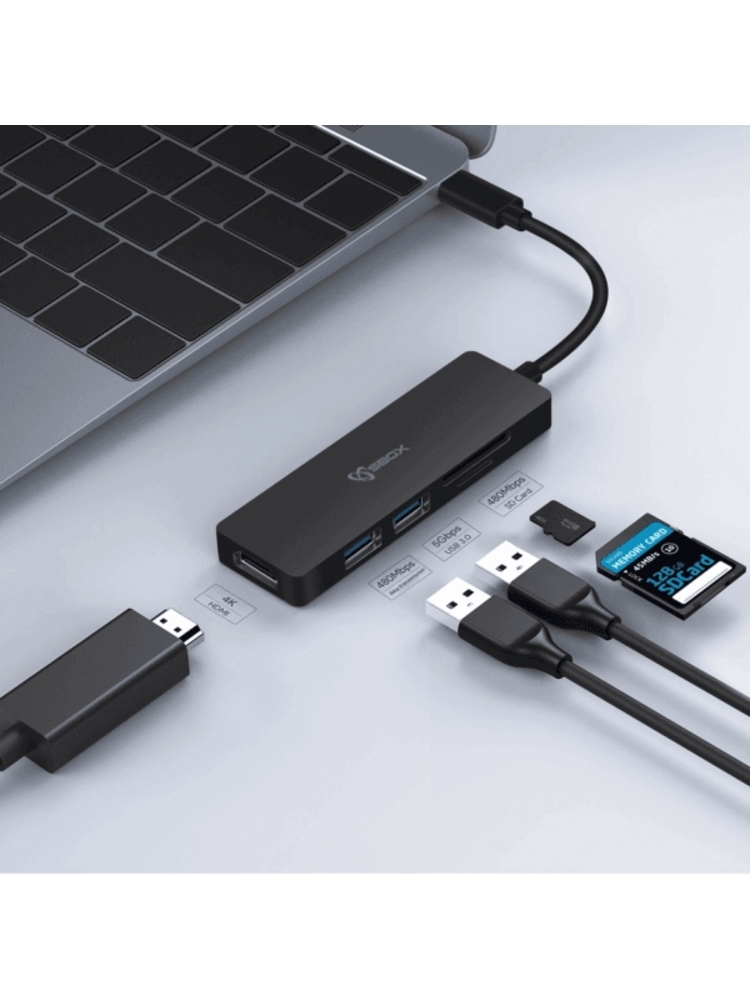 Sbox TCA-51 USB Type-C->HDMI/USB-3.0/SD+TF